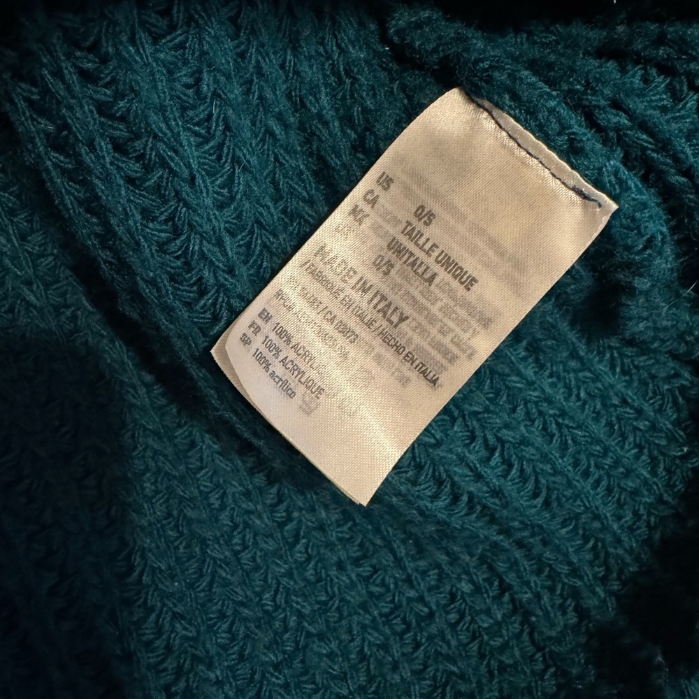 Teal Oversized Women's Cropped Knit Sweater - Picture 3 of 3